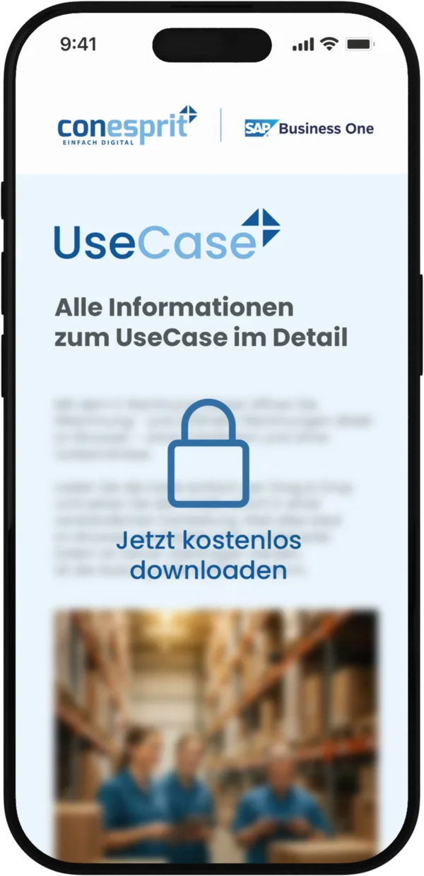 Smartphone mit Vorschau des UseCase, freigeschaltet nach dem Download