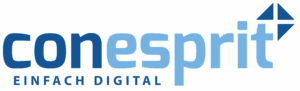 Logo of conesprit with the slogan "Simply Digital", an SAP partner that digitizes medium-sized companies with SAP Business One