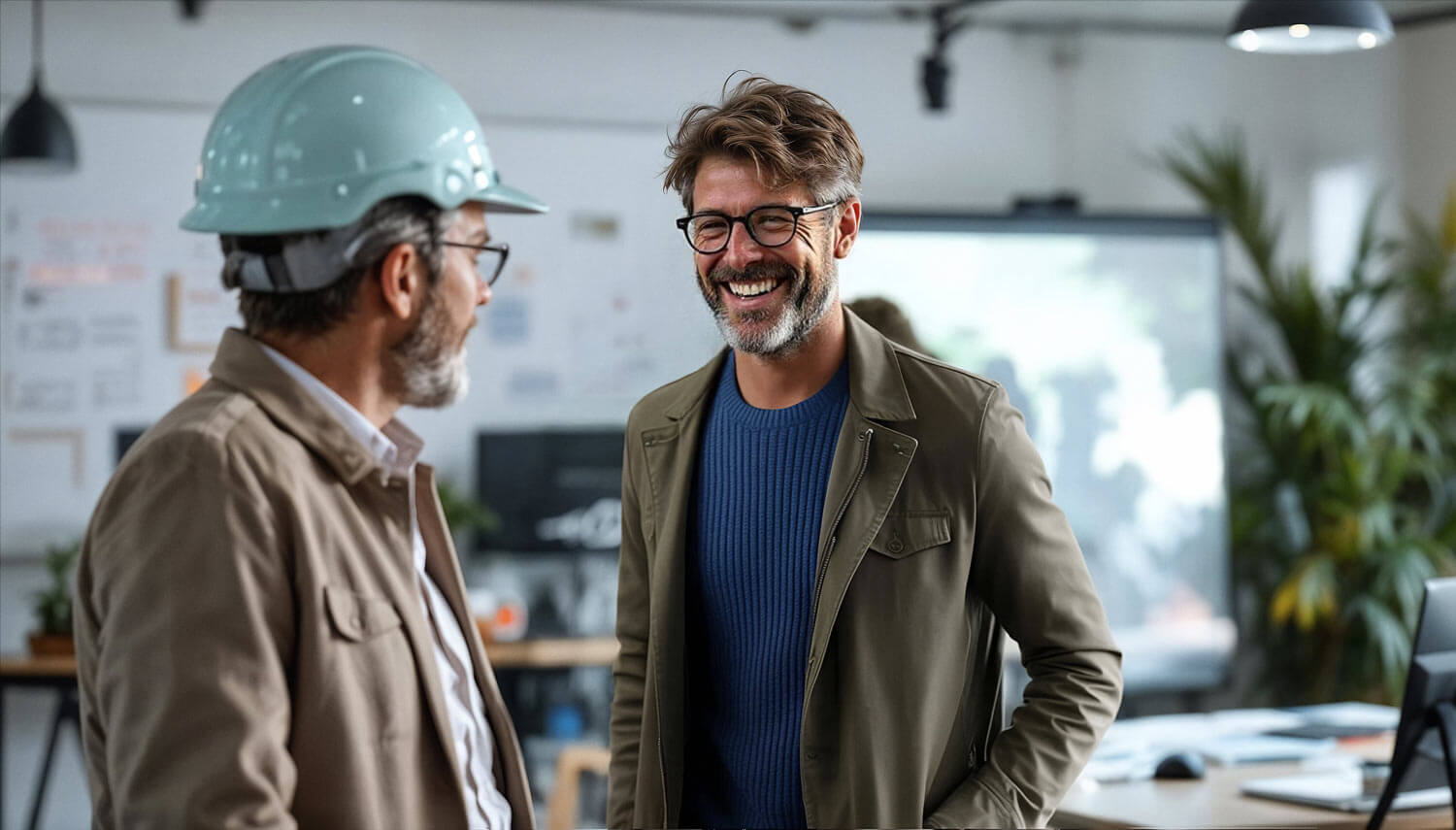 Lagermitarbeiter und Büromitarbeiter im Büro arbeiten mit SAP Business One