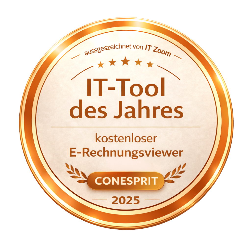 IT-Tool des Jahres 2025: Kostenloser E-Rechnungsviewer von CONESPRIT für SAP Business One, ausgezeichnet von IT Zoom.