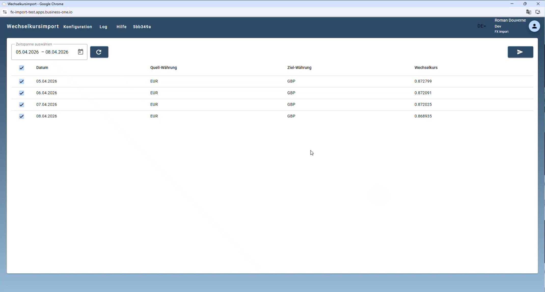 Wechselkurs Import App Screenshot