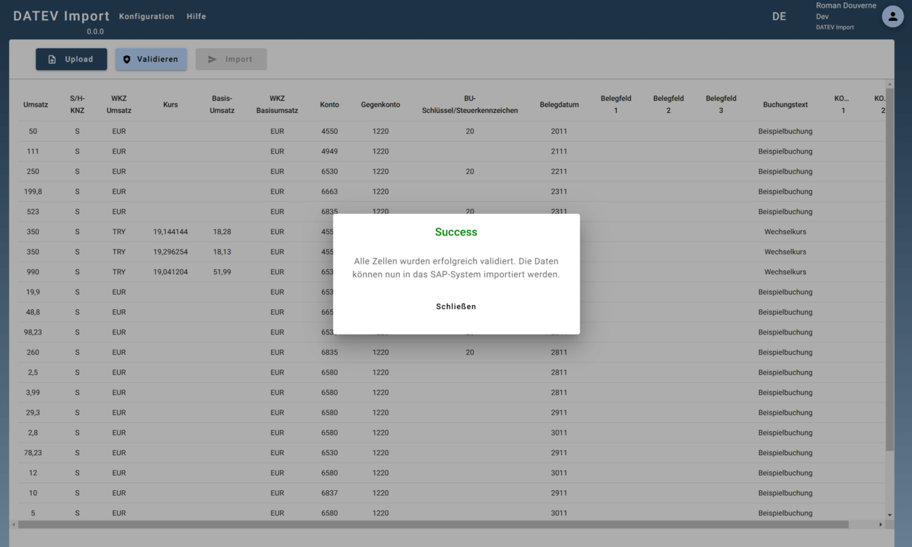 SAP-Business-One-DATEV-Import App mit Validierung von Daten