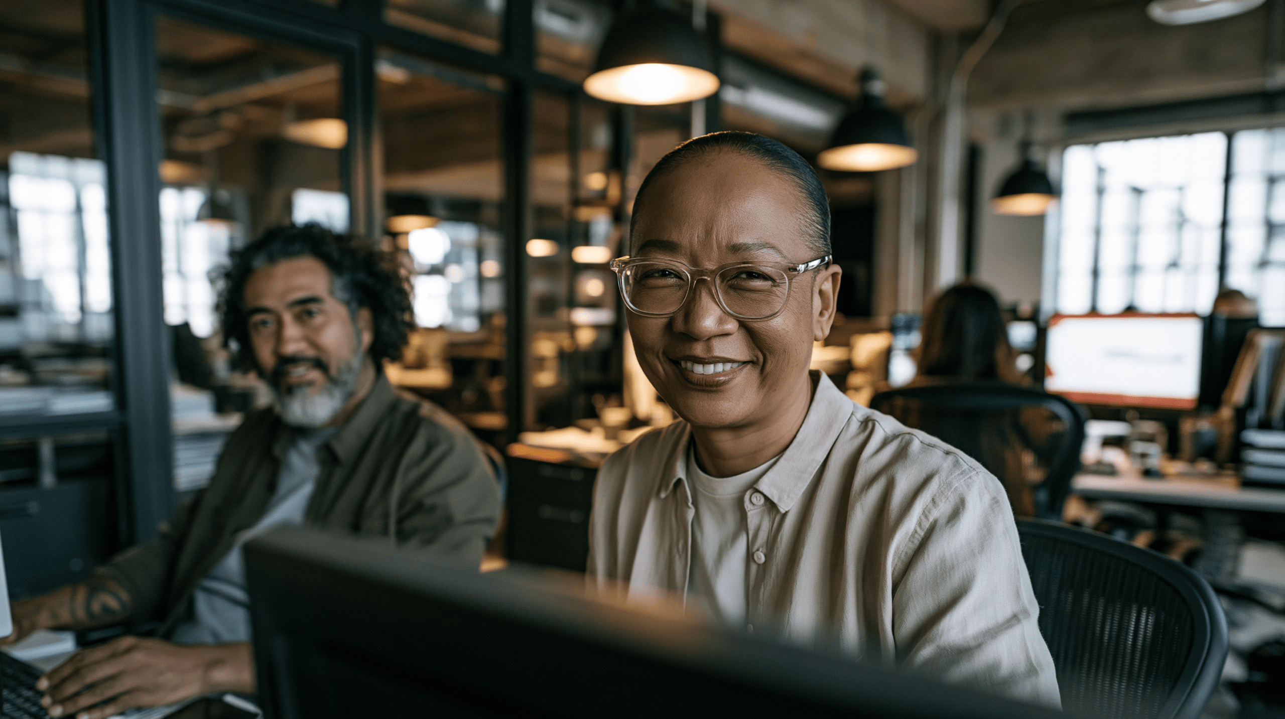 Zwei Mitarbeiter in mittelständischem Unternehmen nutzen SAP Business One mit DATEV Import App